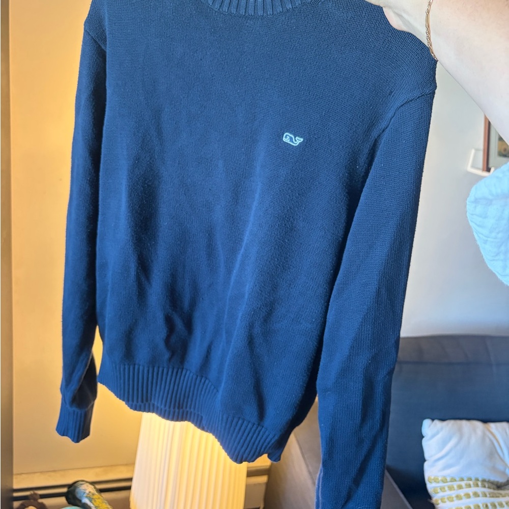 Vineyard Vines Navy Crewneck Sweater with Whale Logo